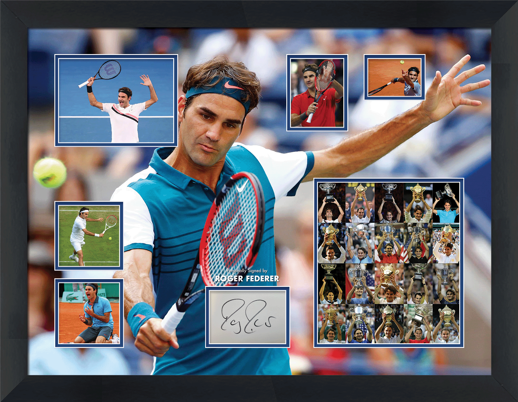 Roger Federer Signed White card Framed Display - Memorabilia Framers Shop